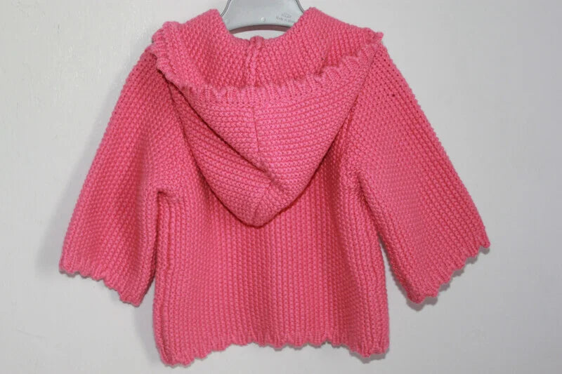 tweedehands koraalroze vest met capuchon van jacadi in maat 62 voor een baby meisje