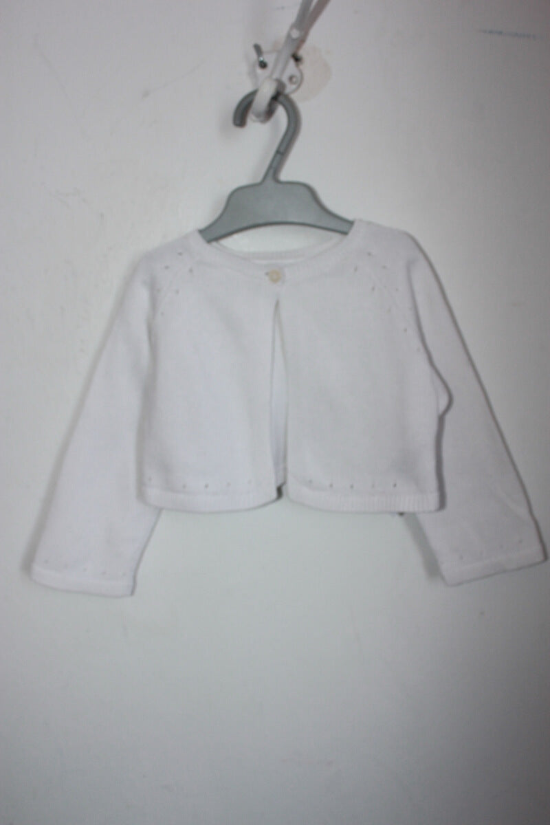 tweedehands wit katoenen vest in maat 74 voor een baby meisje