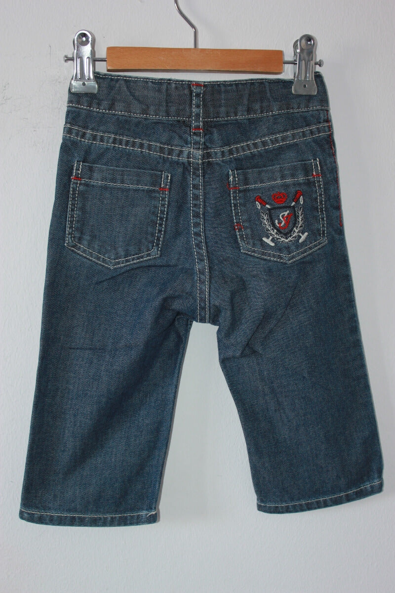 tweedehands katoenen blauwe jeans van jacadi in maat 74 voor een baby jongen