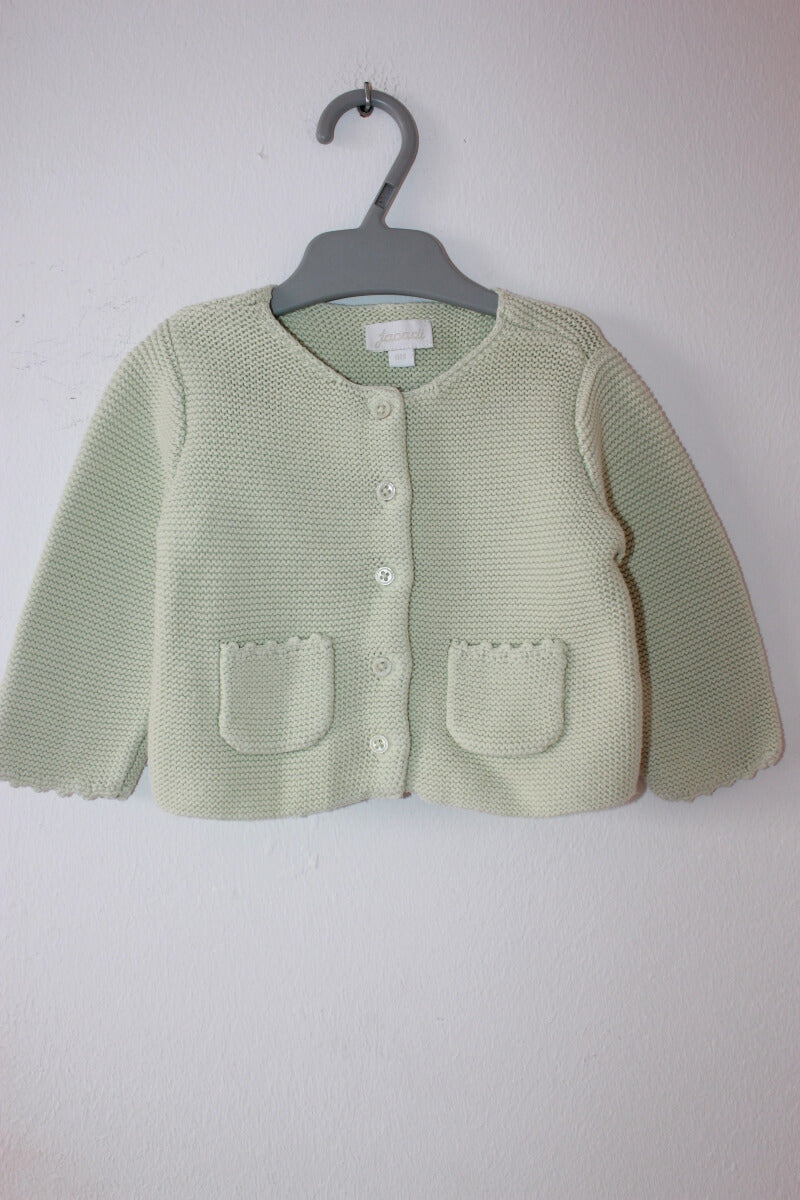 tweedehands lichtgroen katoenen vest van jacadi maat 68 voor een baby meisje