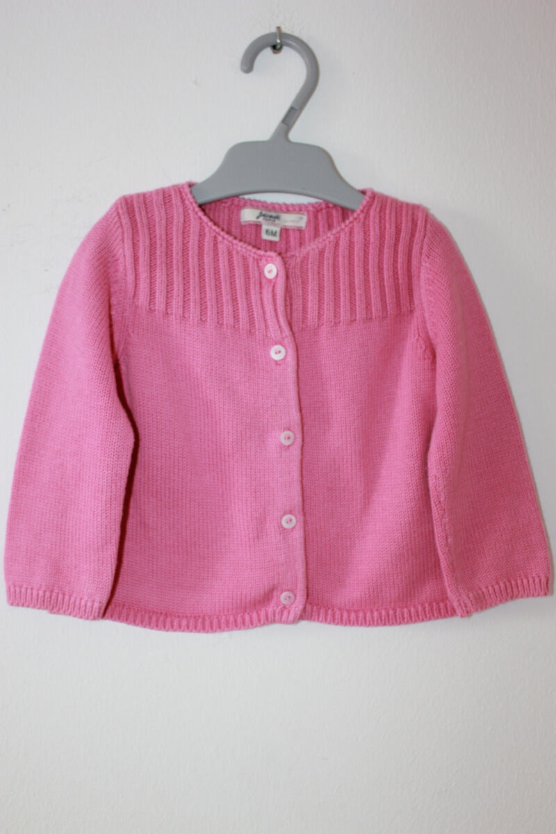 tweedehands roze katoenen vest van jacadi in maat 68 voor een baby meisje