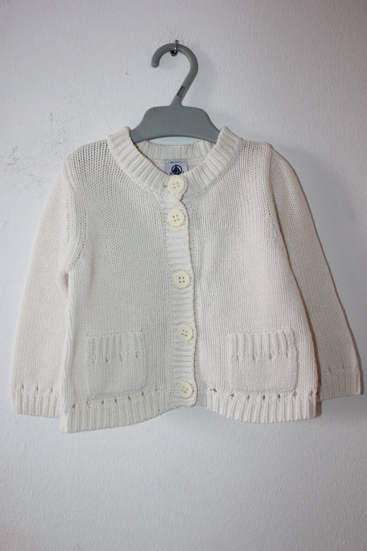 preloved unisex katoenen creme vest van petit bateau in maat 80