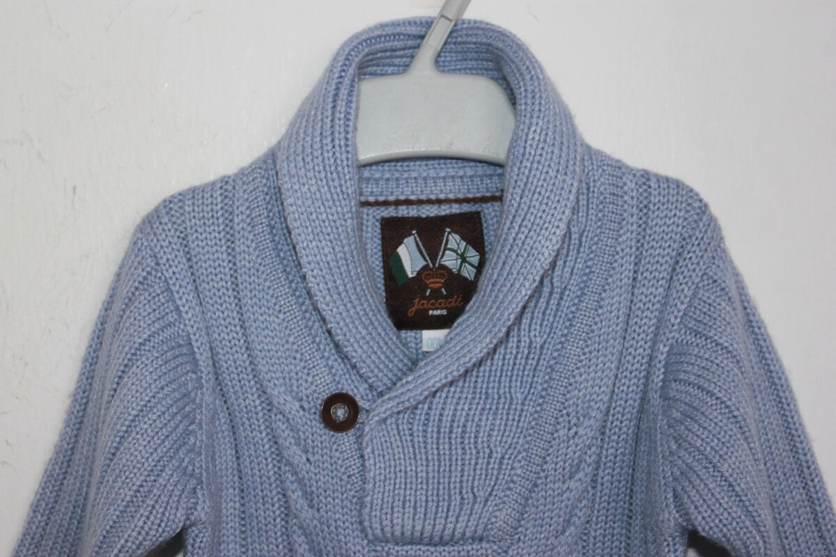 pre-owned grijsblauwe trui in maat 68 voor een baby jongen van jacadi