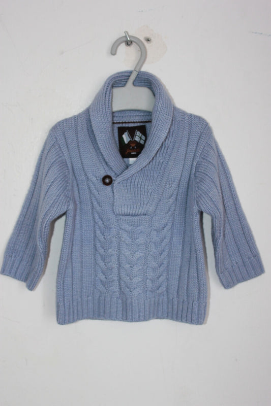 pre-owned grijsblauwe trui in maat 68 voor een baby jongen van jacadi