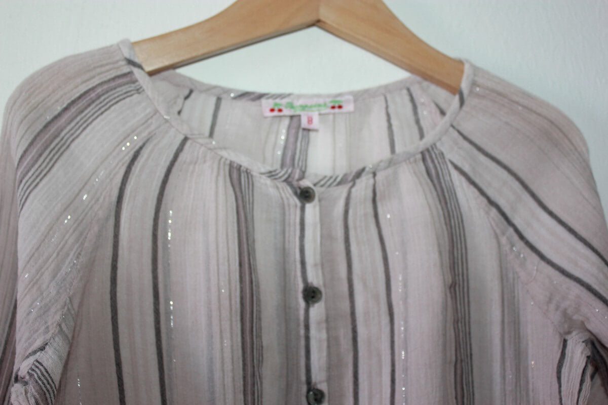 tweedehands zomerse gestreepte blouse in multicolour met lange mouwen maat 122-128 van bonpoint