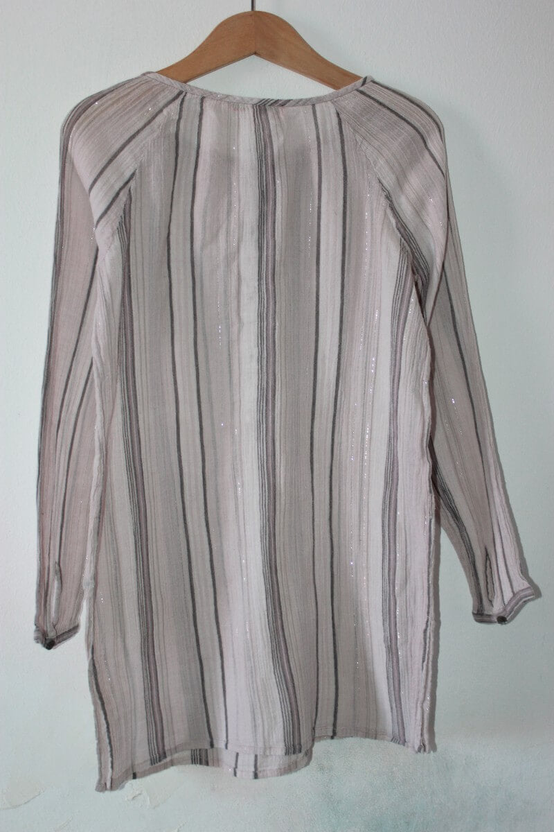 tweedehands zomerse gestreepte blouse in multicolour met lange mouwen maat 122-128 van bonpoint