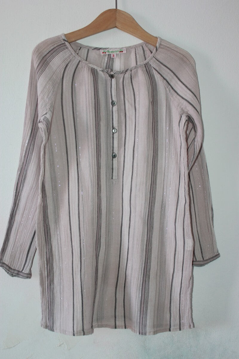 tweedehands zomerse gestreepte blouse in multicolour met lange mouwen maat 122-128 van bonpoint