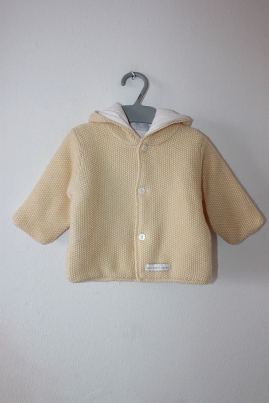 preloved unisex wollen creme jasje met capuchon van petit bateau in maat 56
