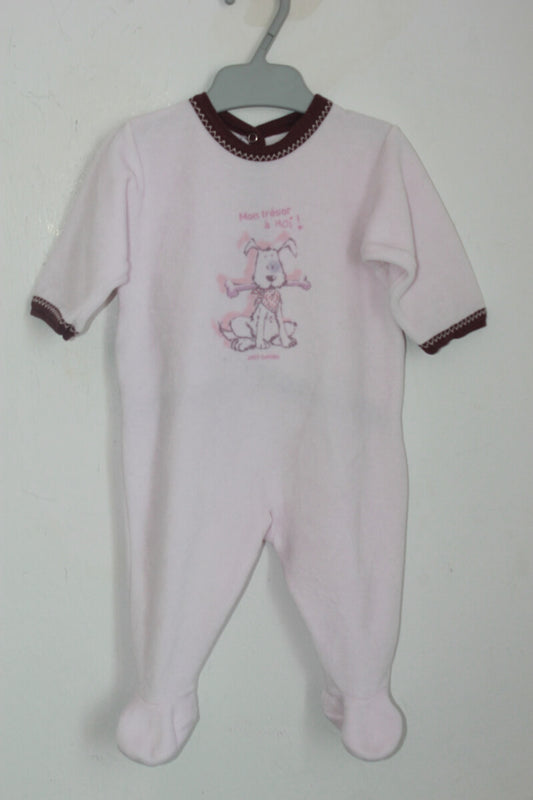 tweedehands roze velours playsuit van petit bateau in maat 62