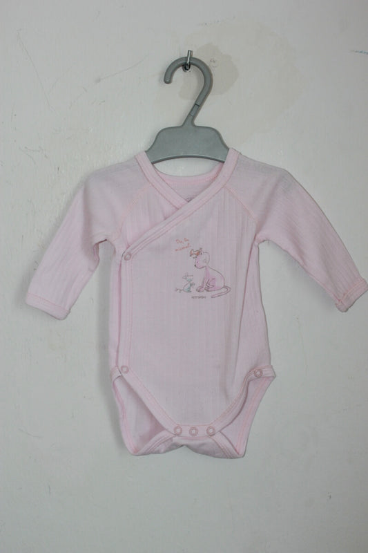 preloved roze overslagromper met lange mouwen in maat 62 van petit bateau
