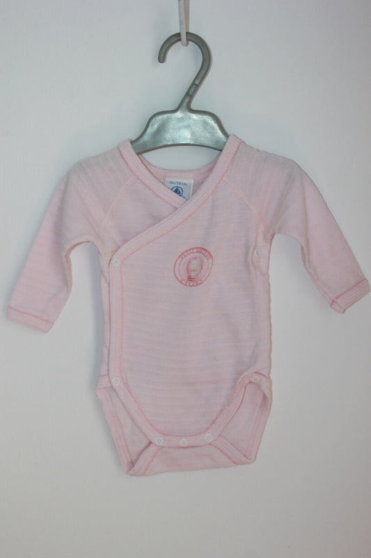 tweedehands roze romper lange mouwen maat 56 petit bateau