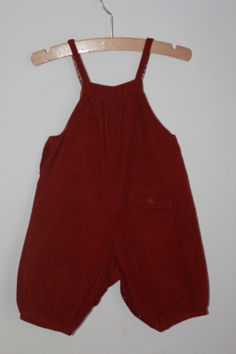 tweedehands katoenen corduroy bordeaux salopette (of tuinbroek) van bonpoint in maat 62 voor een baby meisje