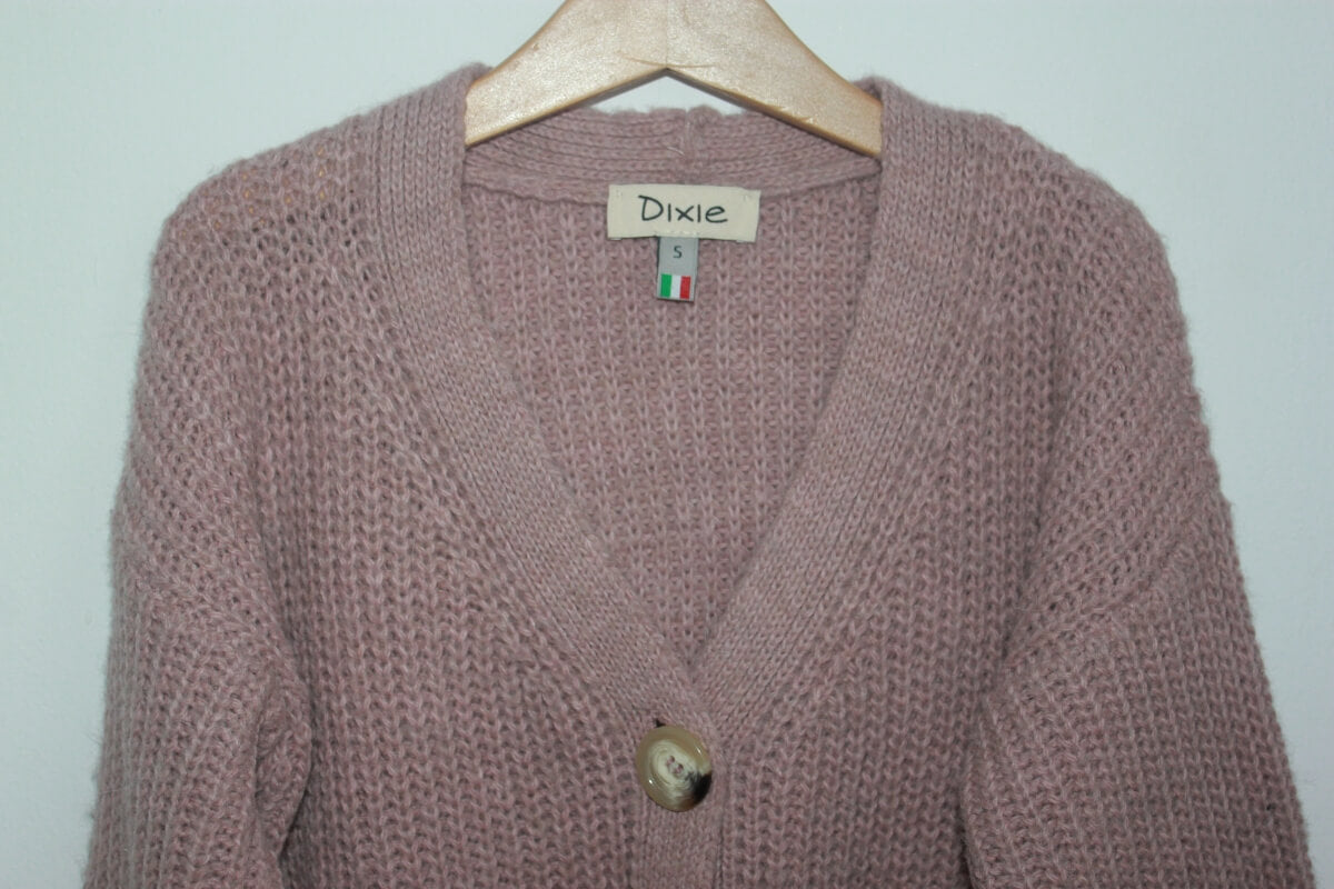 tweedehands warm beige-roze achtig vest van dixie in maat 110-116 voor een meisje