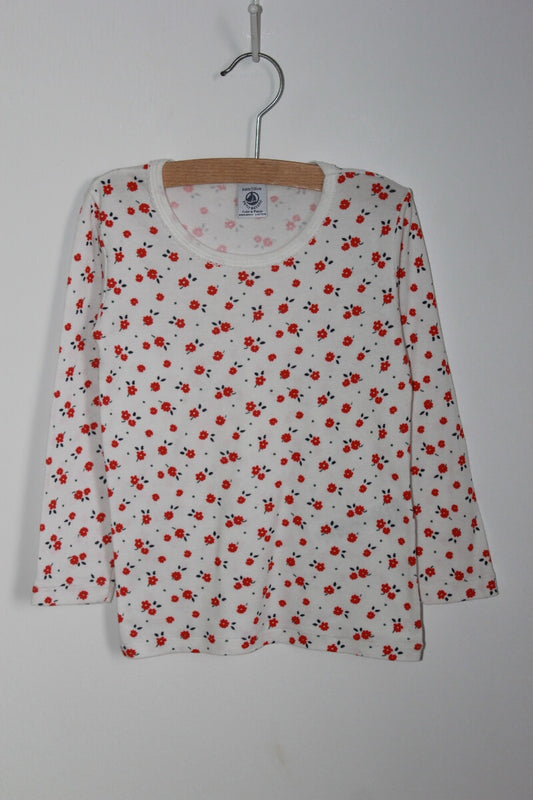 preloved katoenen gebloemde longsleeve in multicolour van petit bateau, maat 116 voor een meisje