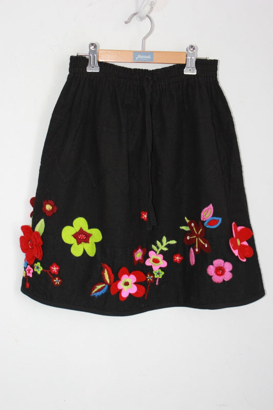 tweedehands-zwarte-rok-bloemen-maat-128-meisje-sonia-rykiel