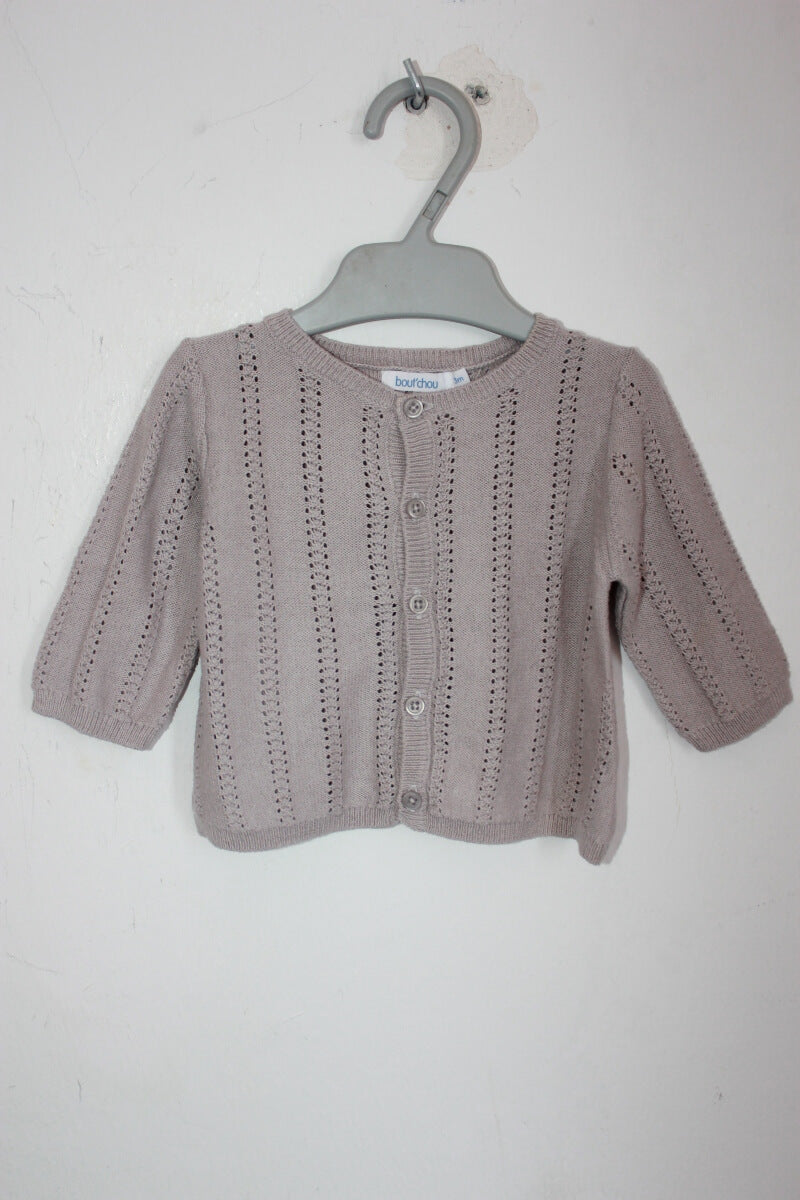 tweedehands-beige-ajour-vestje-maat-56-baby-boutchou