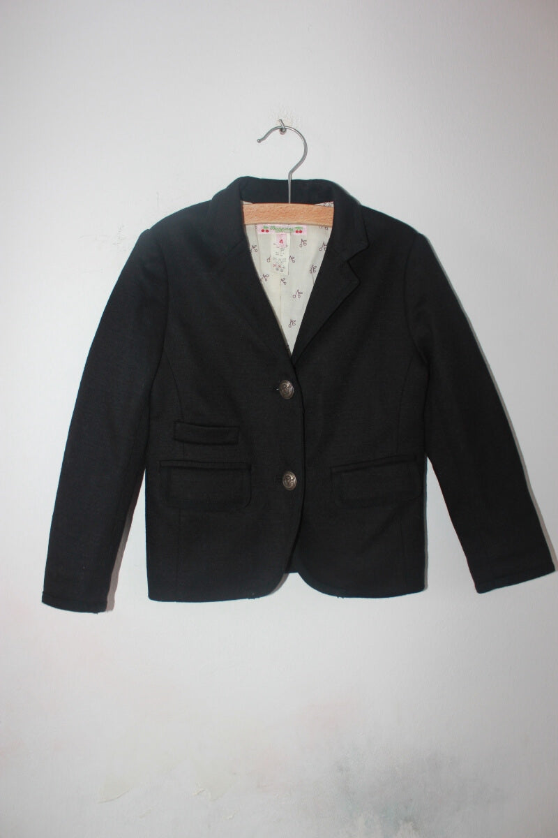 tweedehands-zwarte-wollen-blazer-maat-98-meisje-bonpoint