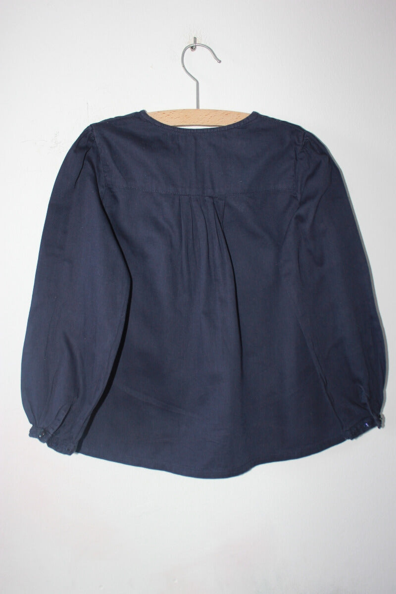 tweedehands-donkerblauwe-blouse-lange-mouwen-maat-110-meisje-cfk