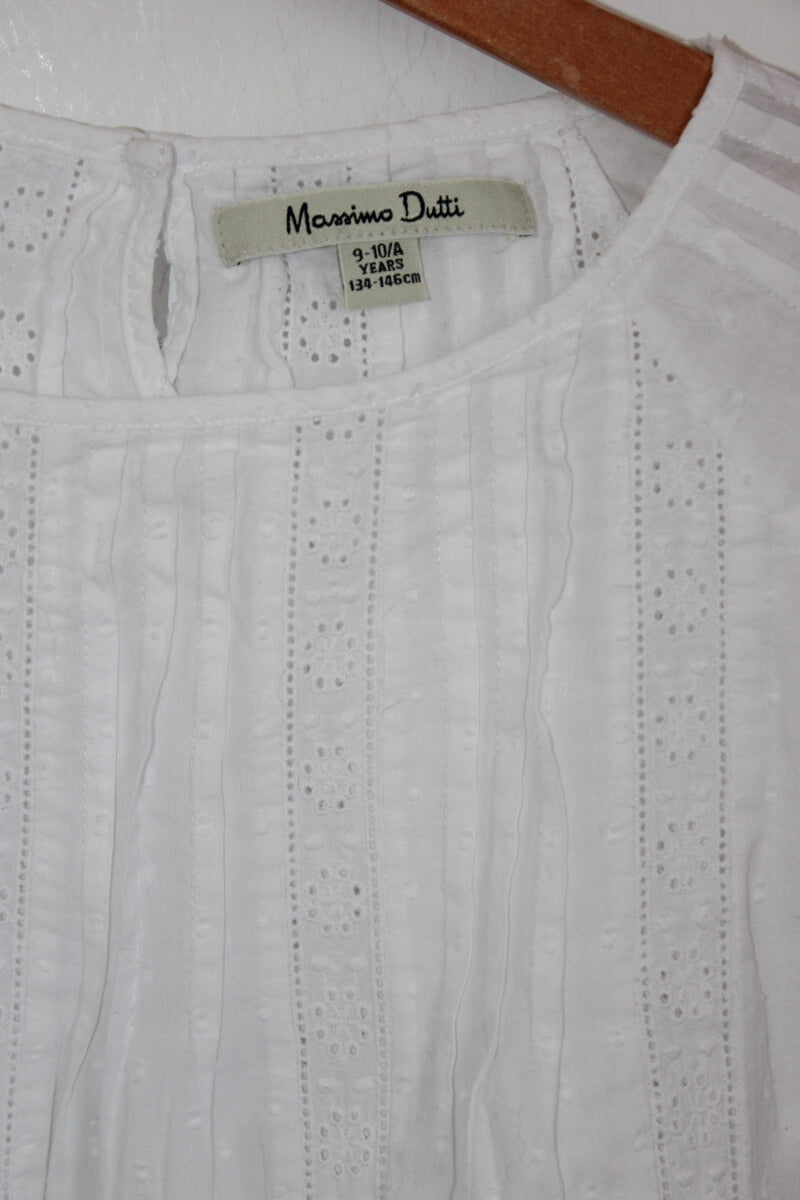 tweedehands witte blouse lange mouwen maat 12 jaar massimo dutti