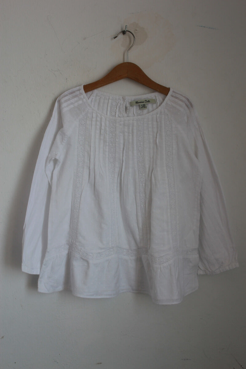 tweedehands witte blouse lange mouwen maat 12 jaar massimo dutti