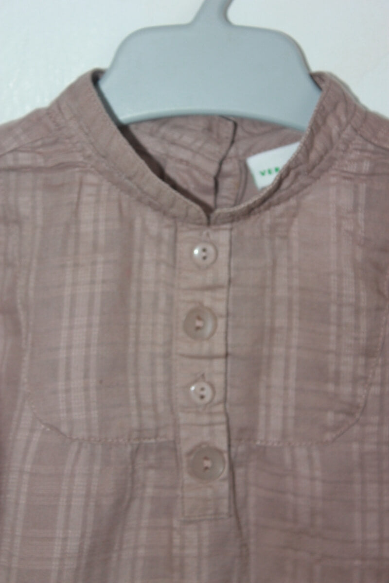 tweedehands lichtbruine blouse korte mouwen maat 68 meisje vert baudet