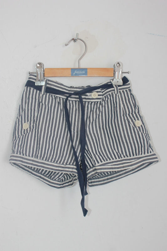 tweedehands donkerblauw wit gestreepte zomerse korte broek meisje maat 122 bonpoint