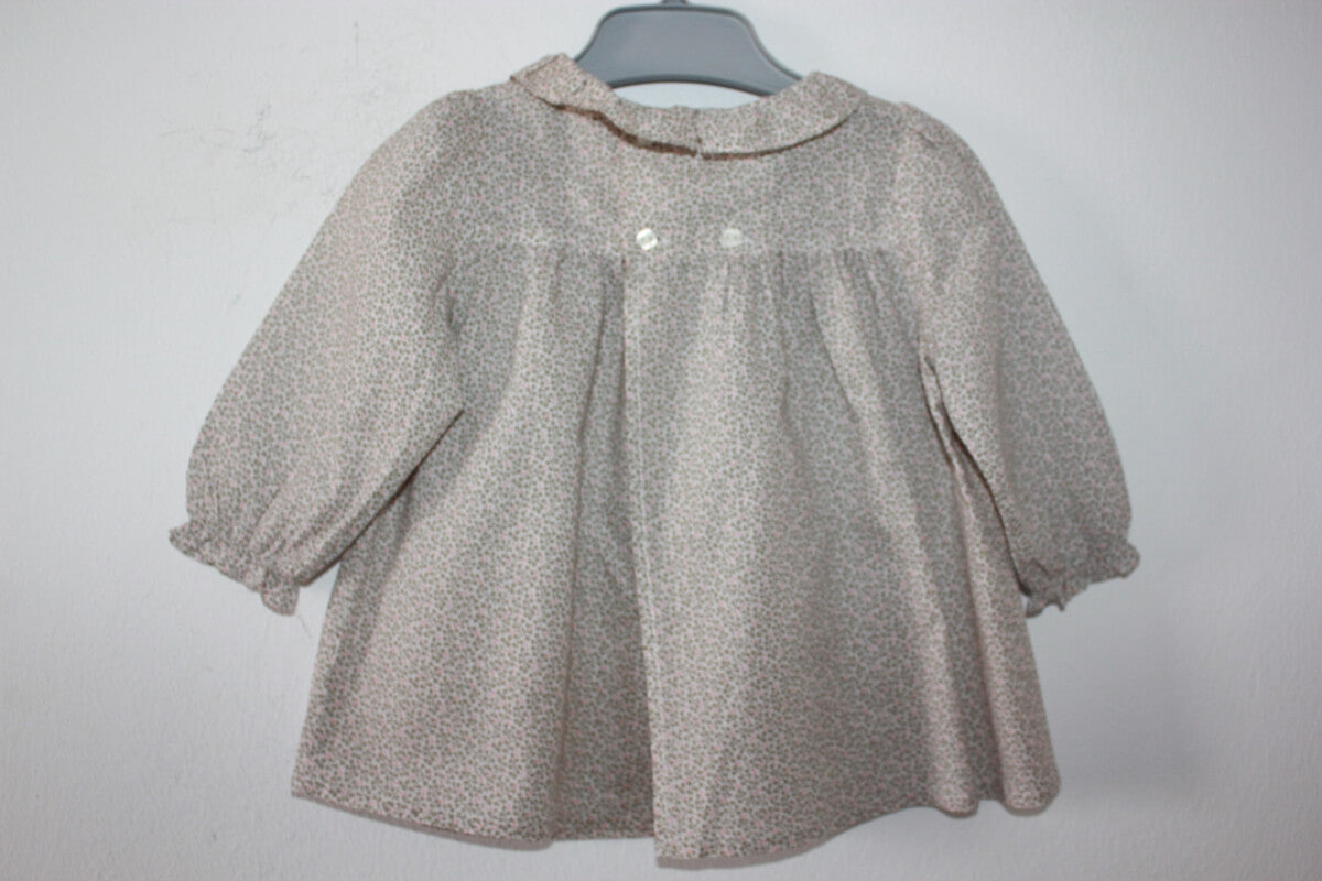 tweedehands-groen-ecru-koraalroze-blouse-lange-mouwen-maat-68-baby-meisje-boutchou