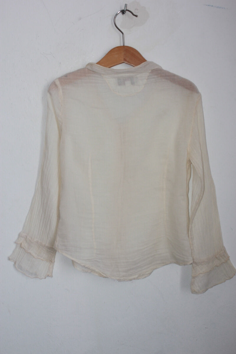 tweedehands creme blouse lange mouwen maat 116 braez