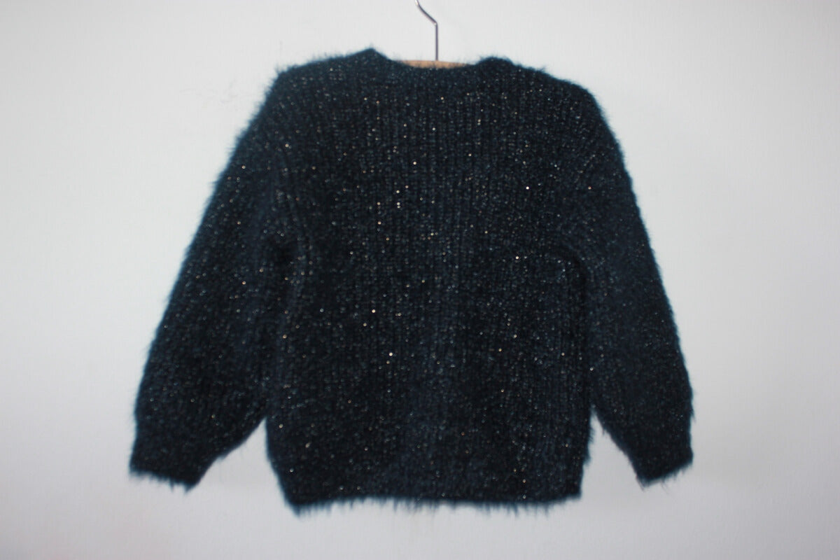 tweedehands-donkerblauw-warm-vest-glittertje-maat-86-baby-meisje-gemo