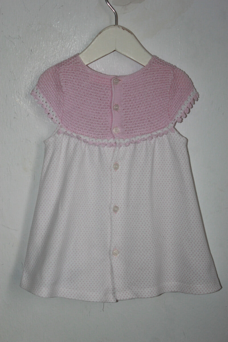Tweedehands wit en roze zomerse jurk maat 68 mayoral