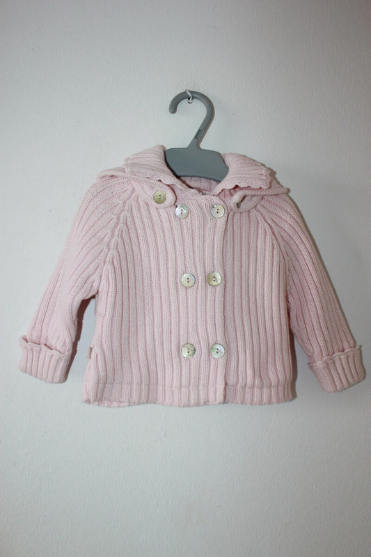 tweedehands-roze-vest-capuchon-maat-56-baby-meisje-obaibi