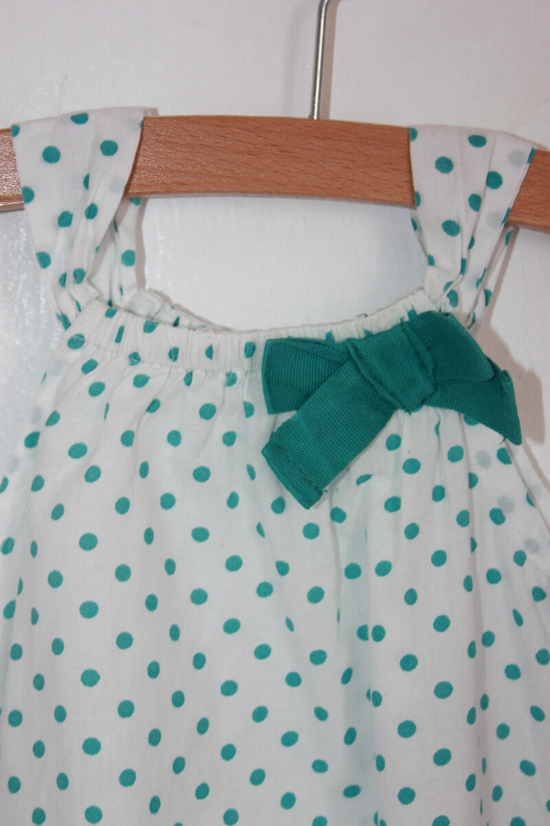 tweedehands groen wit kort zomers pakje maat 68 baby meisje boutchou