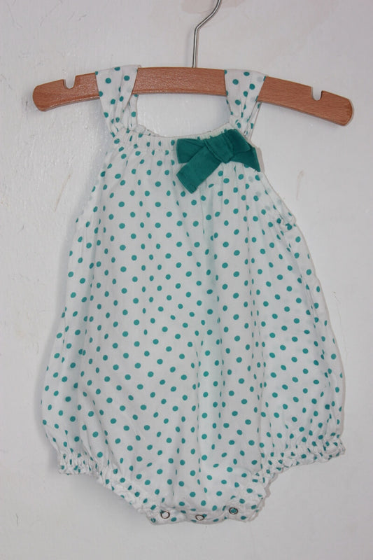 tweedehands groen wit kort zomers pakje maat 68 baby meisje boutchou