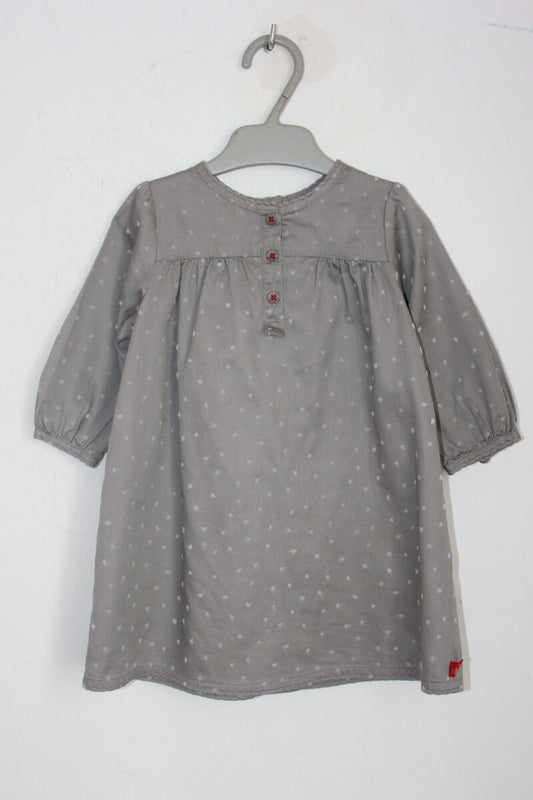 tweedehands grijs jurkje lange mouwen maat 68 petit bateau