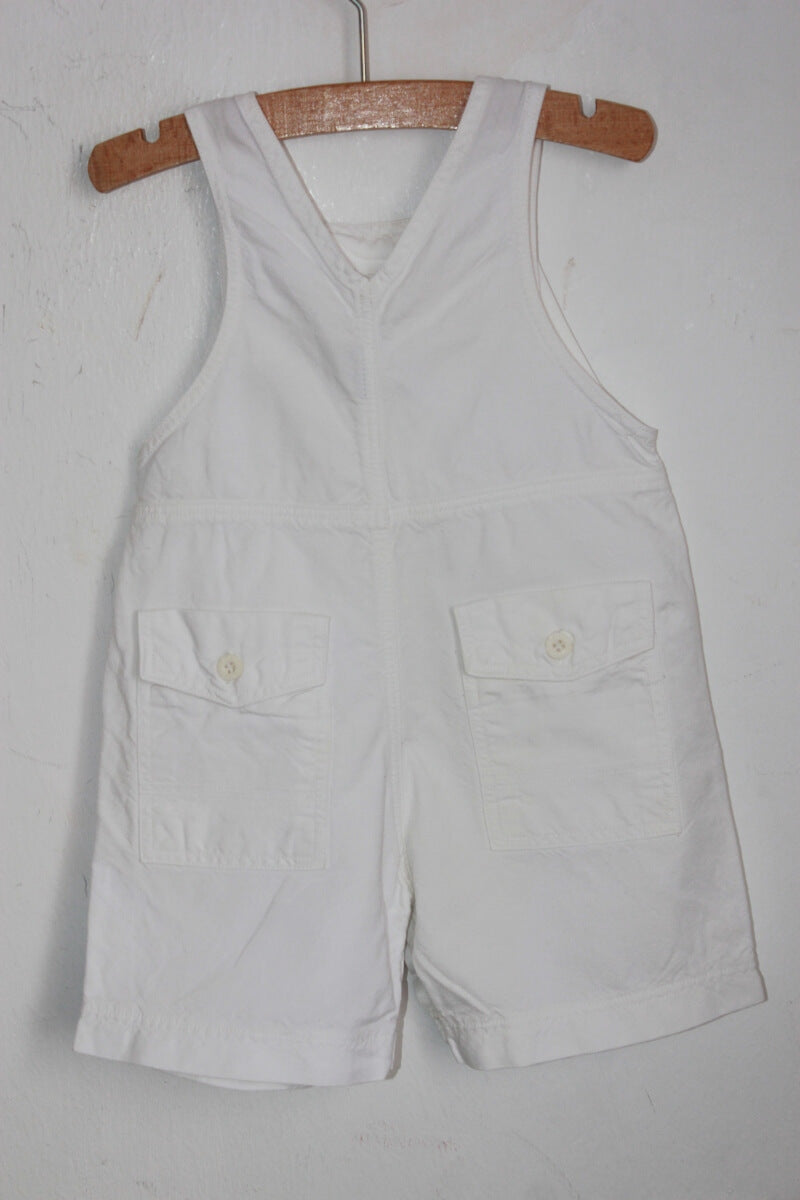 tweedehands roomwitte korte salopette maat 68 petit bateau