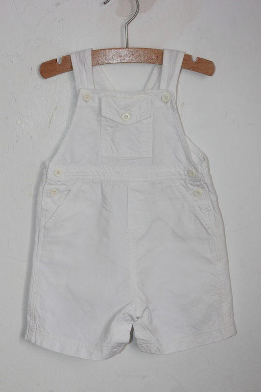 tweedehands roomwitte korte salopette maat 68 petit bateau
