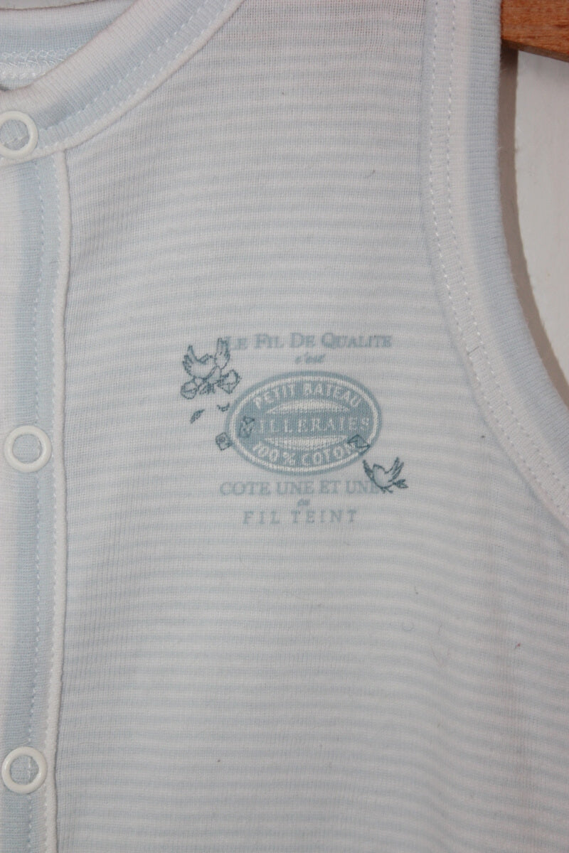 tweedehands blauw wit gestreept petit bateau mouwloos boxpakje maat 68