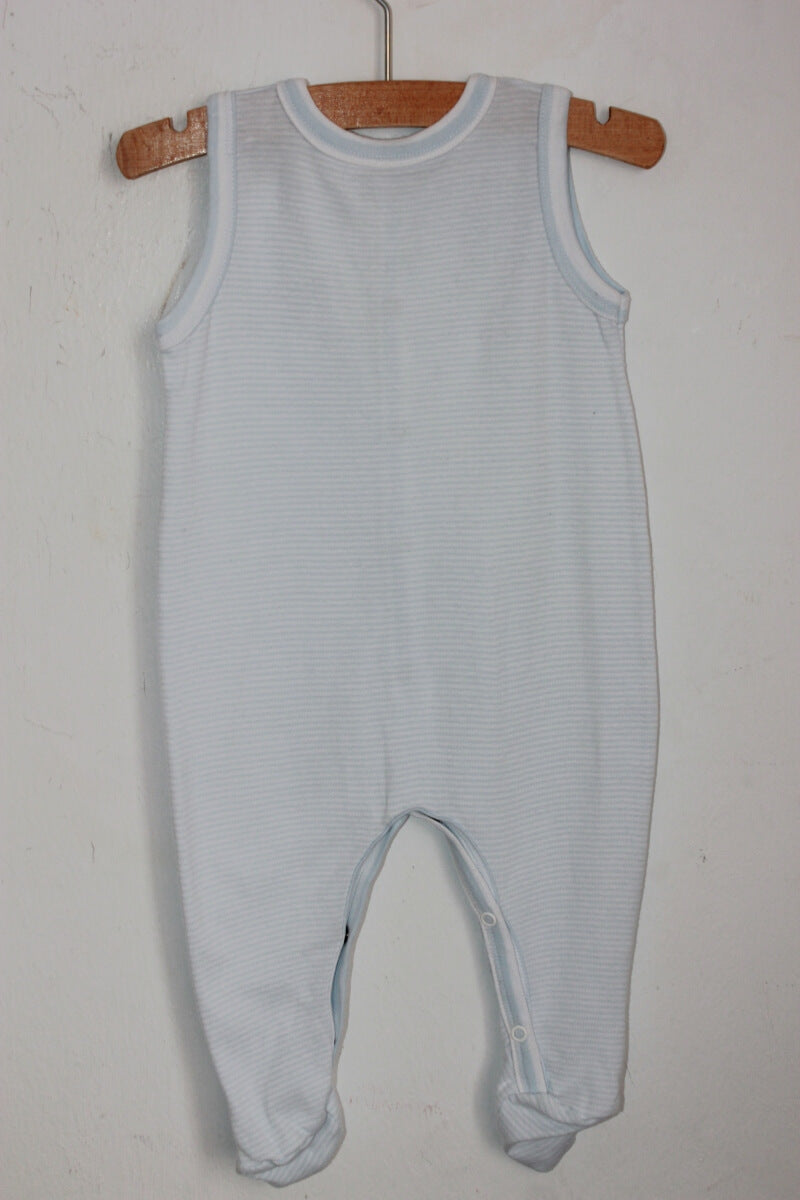 tweedehands blauw wit gestreept petit bateau mouwloos boxpakje maat 68