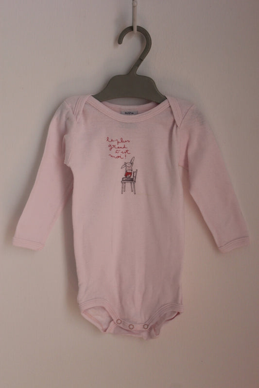 tweedehands roze romper lange mouwen maat 68 petit bateau