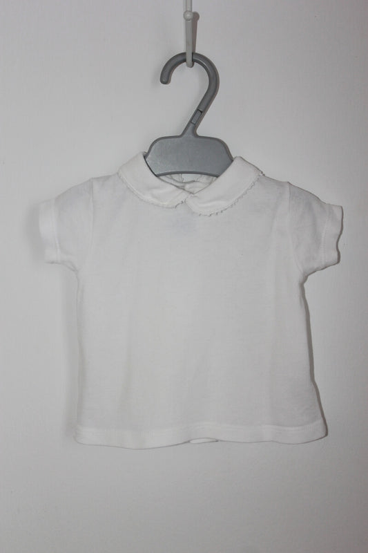 tweedehands unisex ecru t-shirt korte mouwen maat 62 petit bateau