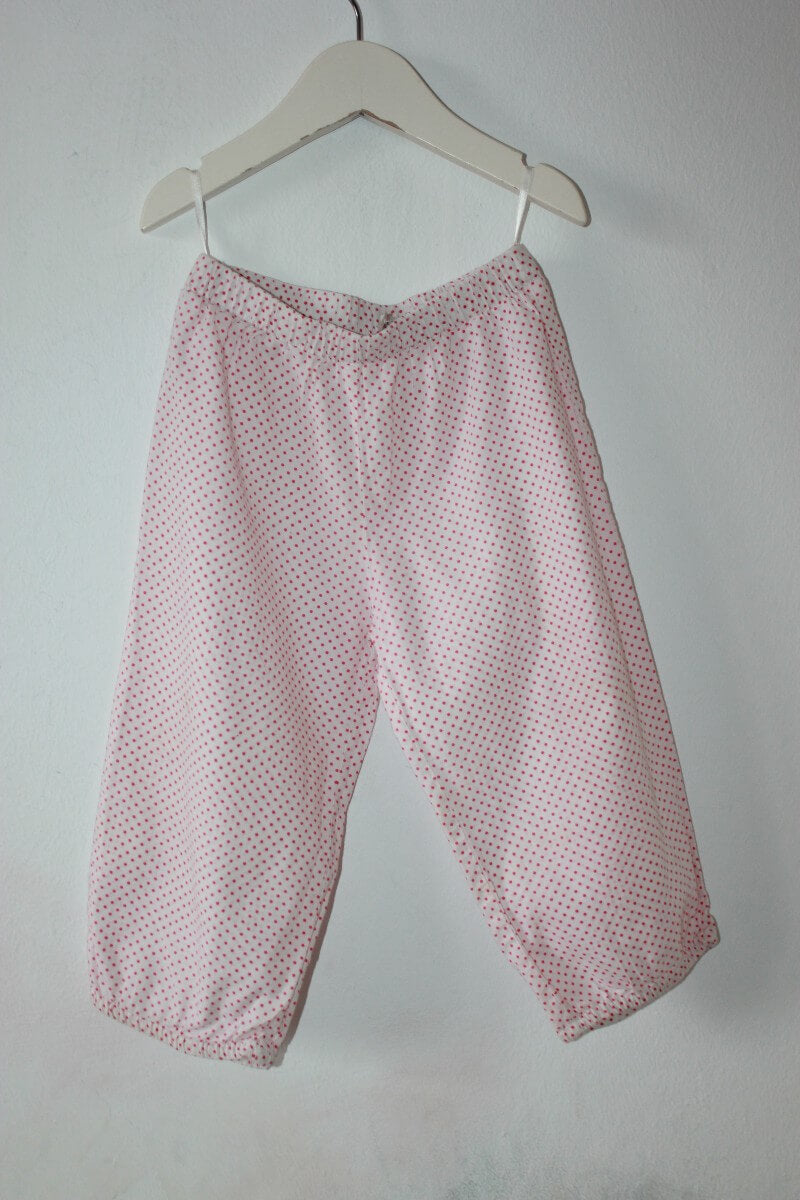 tweedehands-witte-pyama-fuchsia-stippen-maat-80-baby-meisje-boutchou