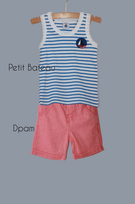 preloved zomer outfit petit bateau en dpam maat 86 baby jongen