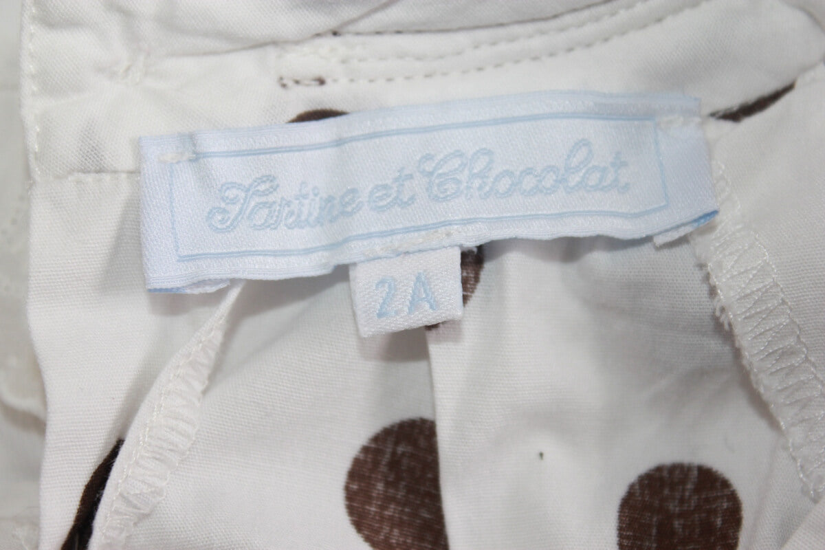 tweedehands witte zomerse jurk met bruine stippen maat 86 tartine et chocolat