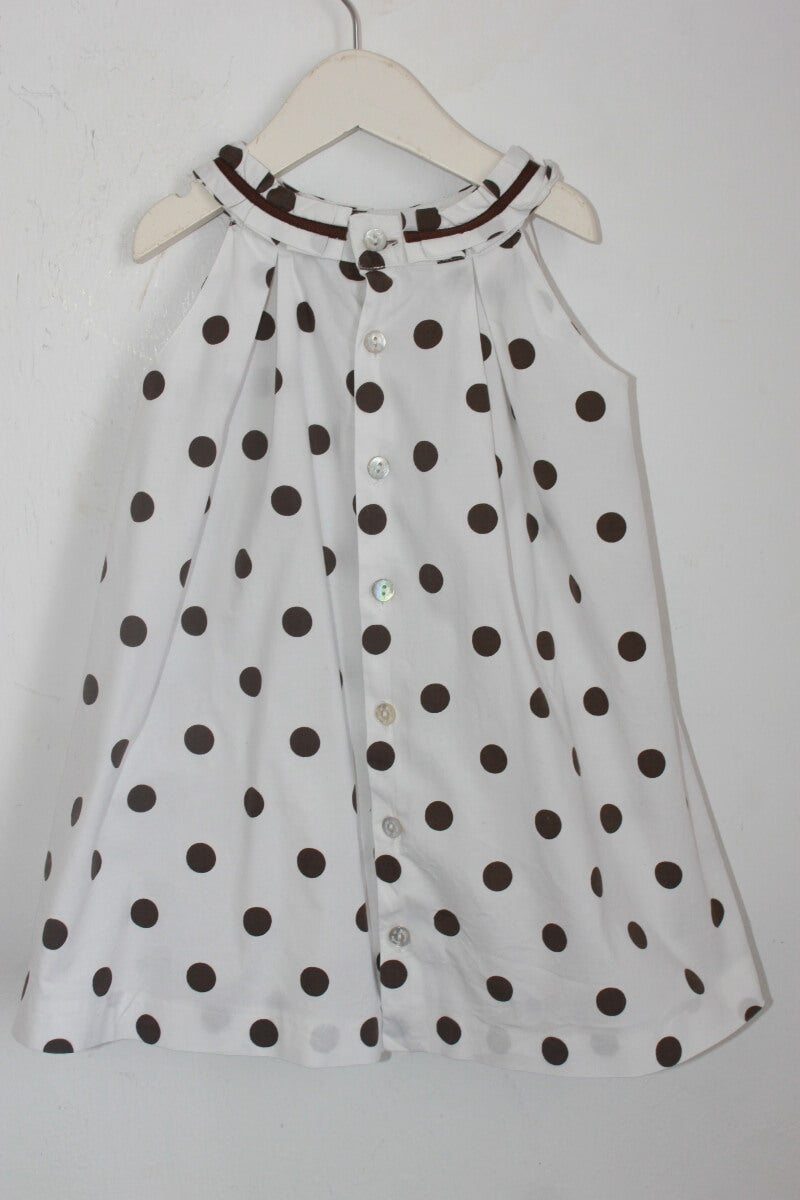 tweedehands witte zomerse jurk met bruine stippen maat 86 tartine et chocolat