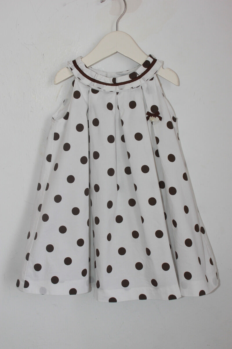 tweedehands witte zomerse jurk met bruine stippen maat 86 tartine et chocolat