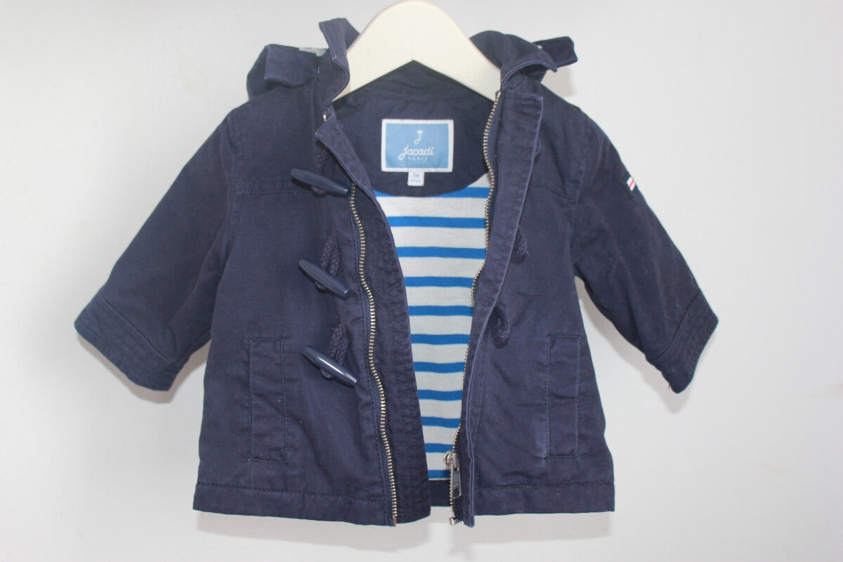 tweedehands unisex katoenen donkerblauwe  jas maat 68 van jacadi voor een baby