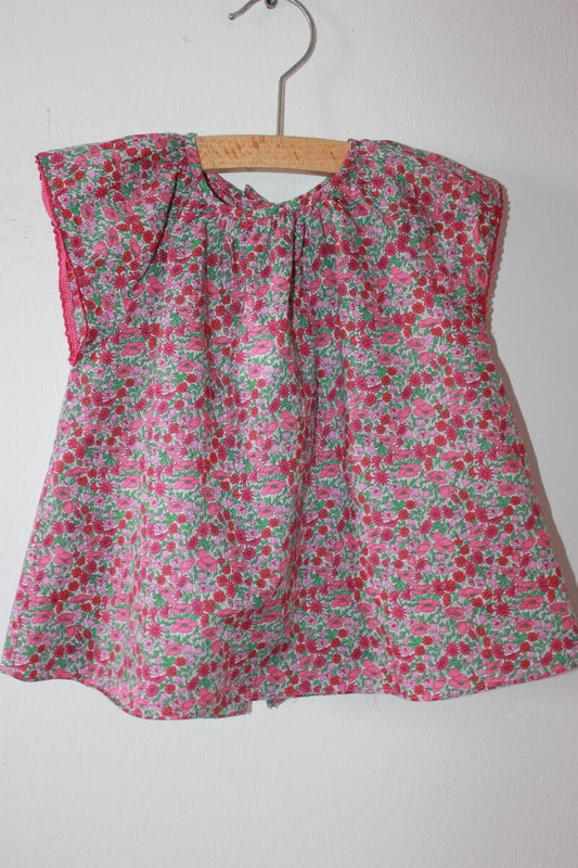 tweedehands katoenen liberty blouse in multicolour met korte mouwen van jacadi maat 80 voor een baby meisje