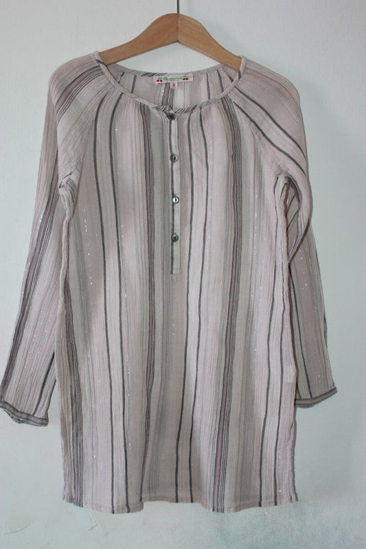 tweedehands zomerse gestreepte blouse met lange mouwen in maat 122-128 van bonpoint