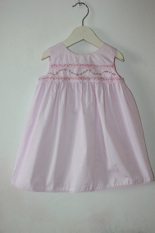 tweedehands katoenen roze mouwloze zomerse jurk van bonpoint in maat 68