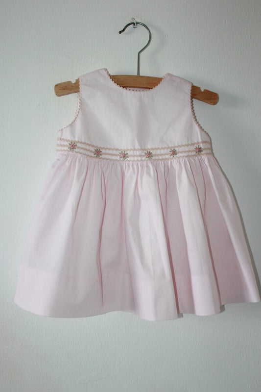 tweedehands mouwloze katoenen lichtroze zomerse jurk van Bonpoint x la redoute maat 68